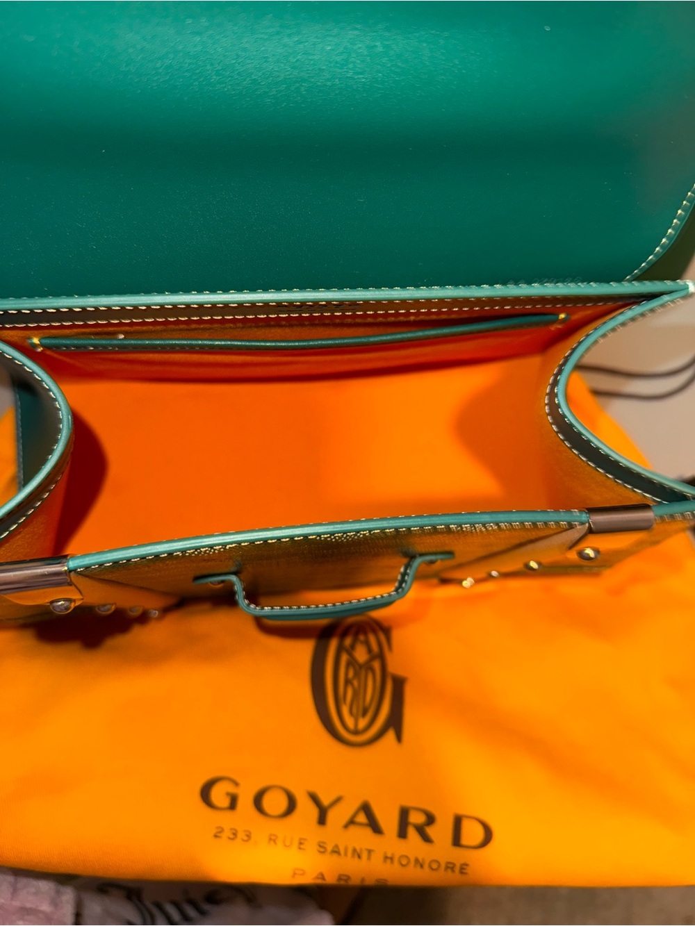 Green Goyard Saigon with wooden handle - Picture 2 of 5